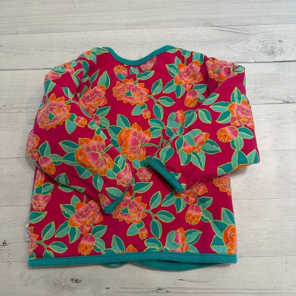 Vintage Gymboree‎ girls rainbow tag reversible sweater tulip teal blue